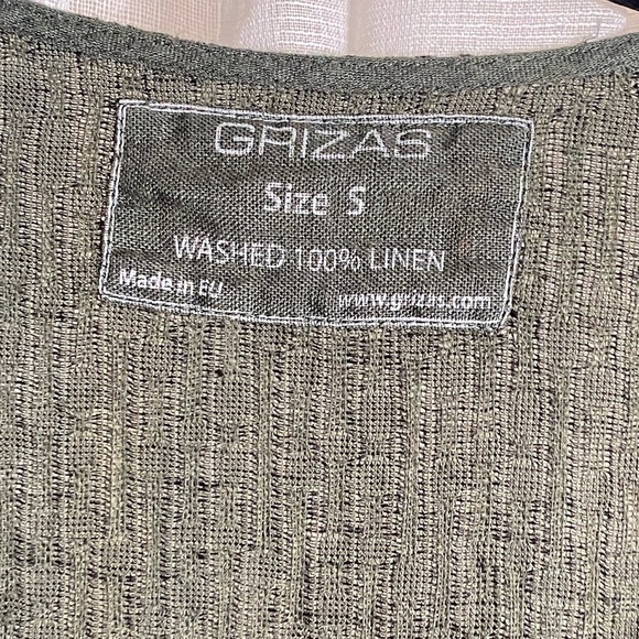 GRIZAS Crinkled Flared Hem Dress / Jacket Linen Cotton Blend Forest Green Small - Picture 2 of 13